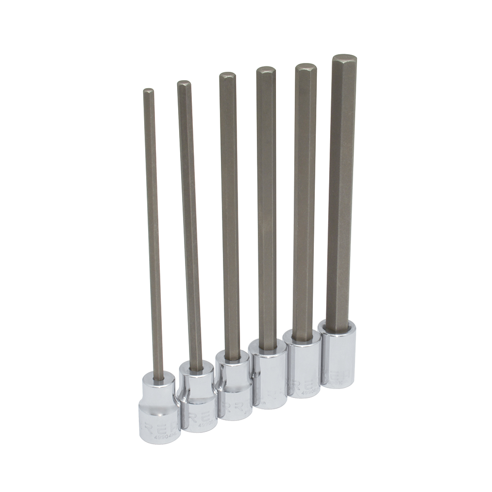 Juego de 6 dados con punta hexagonal extra larga métricos cuadro de 3/8", Urrea
