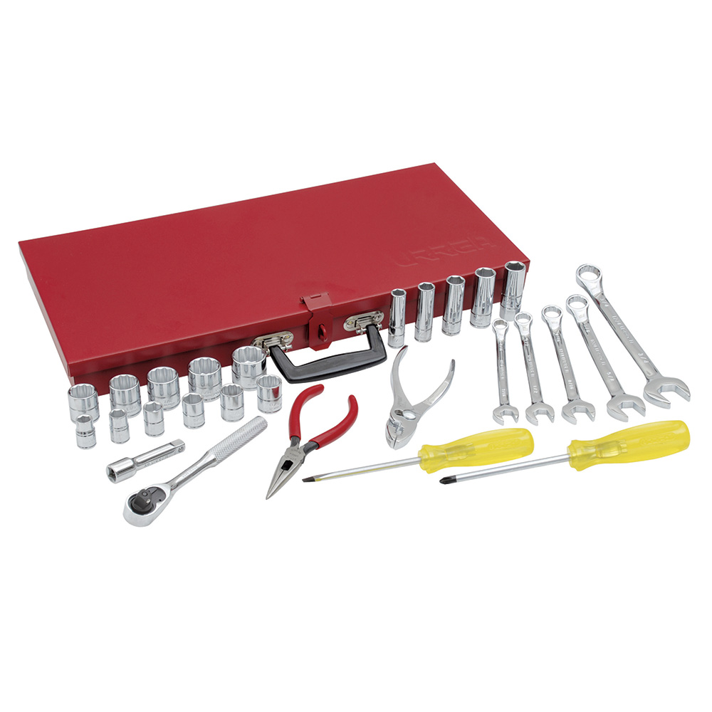 Juego de dados y accesorios cuadro de 3/8" en pulgadas, 28 piezas, Urrea