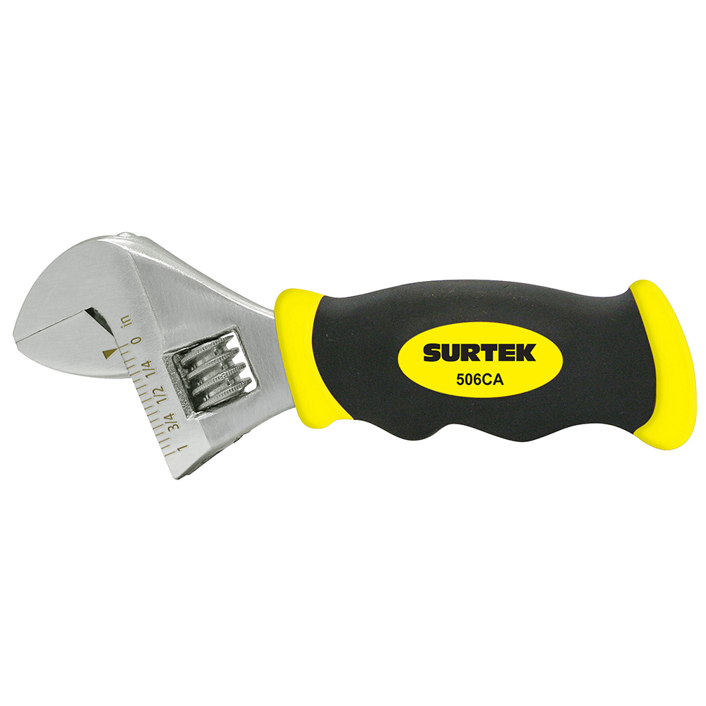 Llave ajustable cromada corta con mango grip 6", Surtek