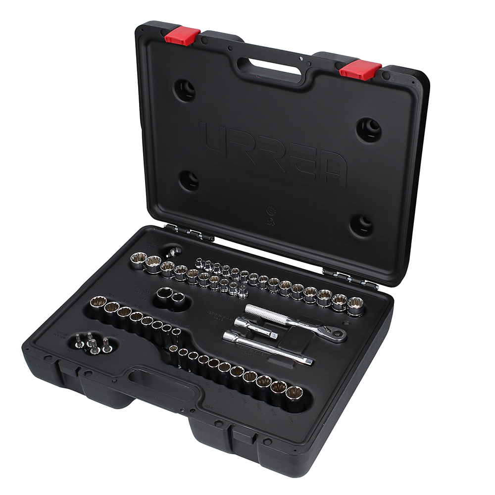 Juego de dados y accesorios cuadro de 3/8" combinado, 54 piezas, Urrea