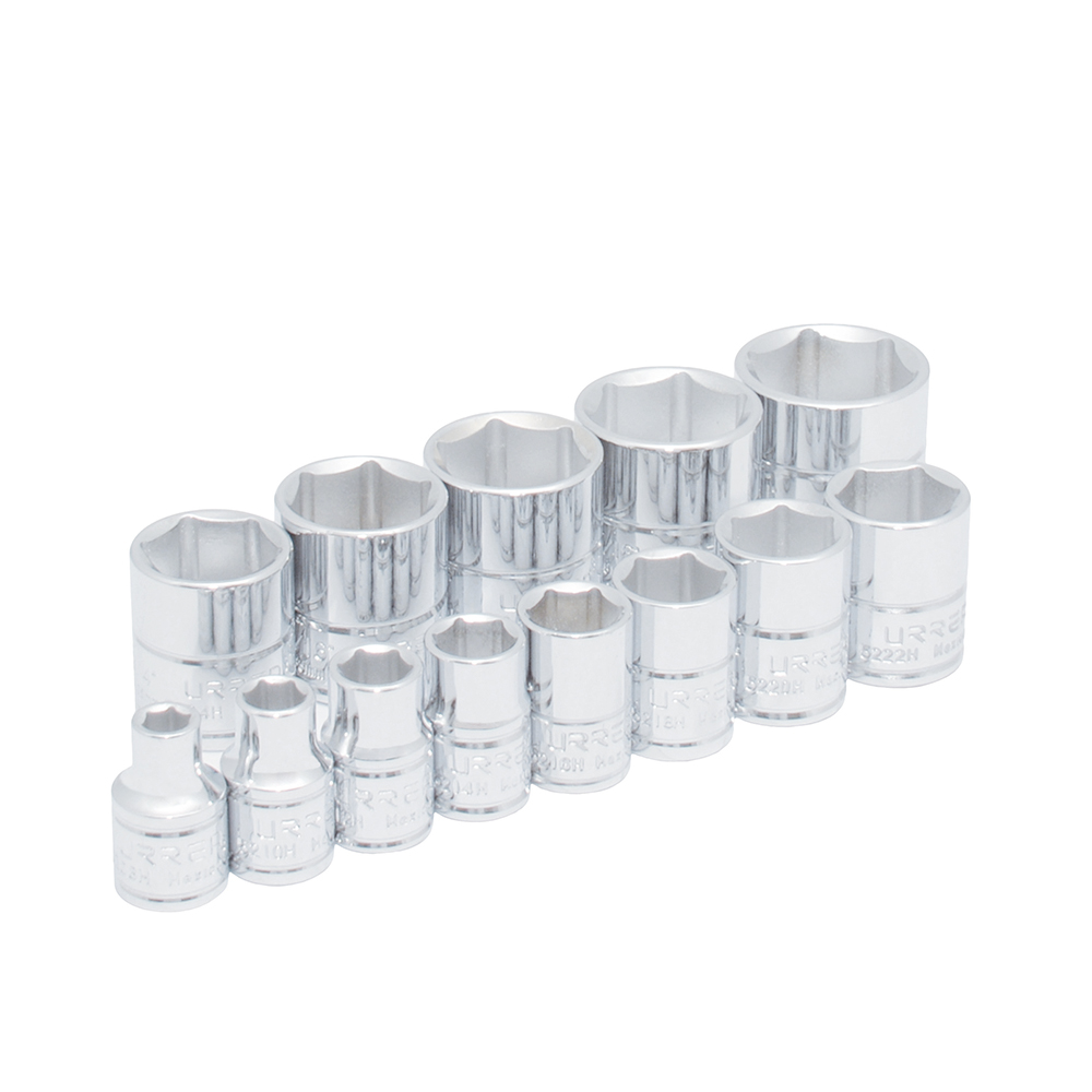Juego de 13 dados en pulgadas cuadro de 3/8", 6 puntas, Urrea