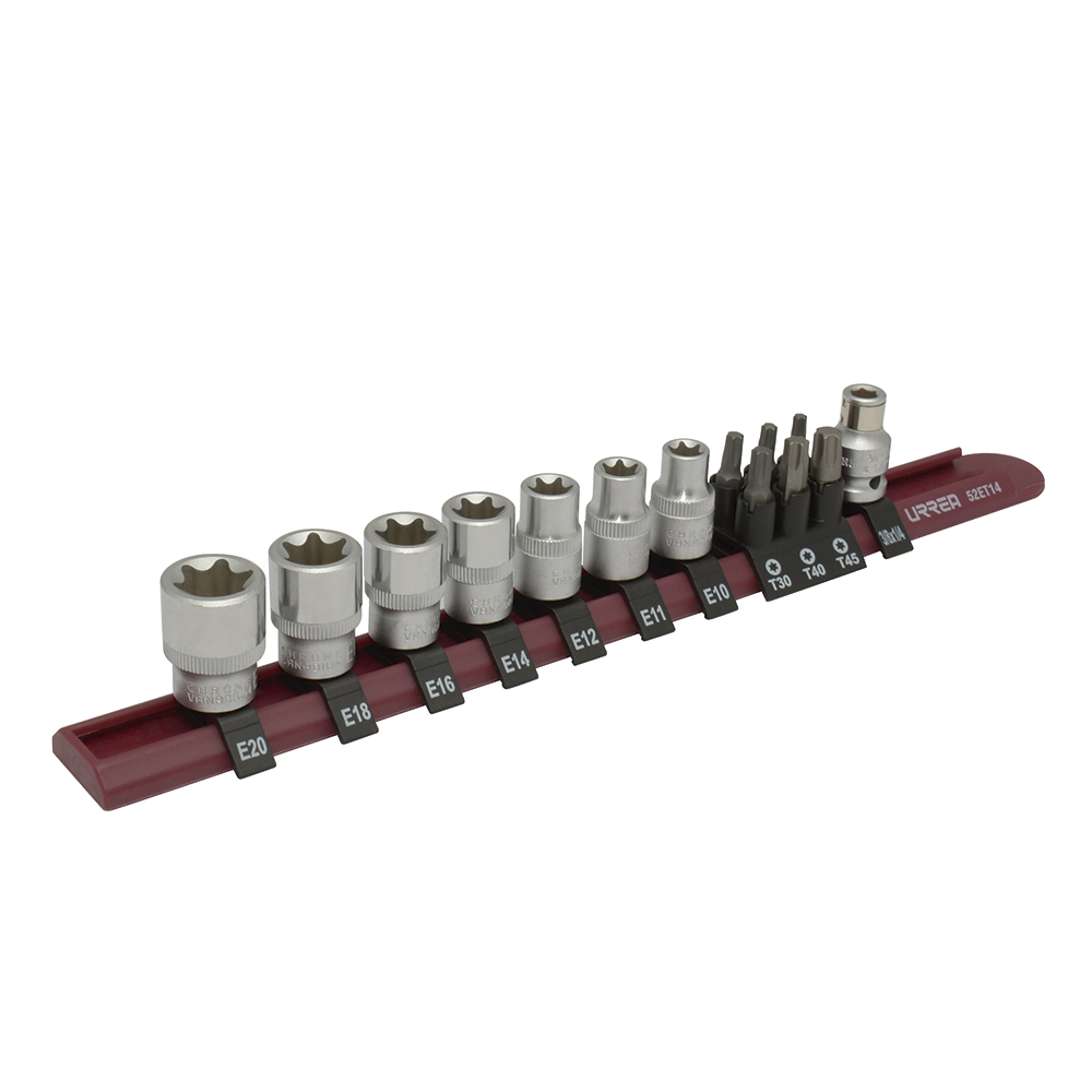Juego de 14 dados con punta Torx y Torx hembra cuadro de 3/8", Urrea