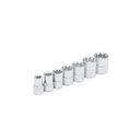 Juego de 7 dados en pulgadas cuadro de 3/8", 8 puntas, en riel, Urrea