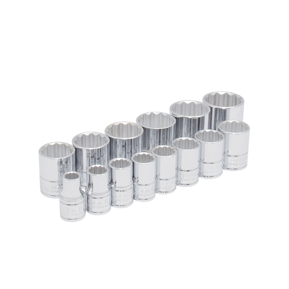 Juego de 14 dados métricos cuadro de 1/2", 12 puntas, Urrea