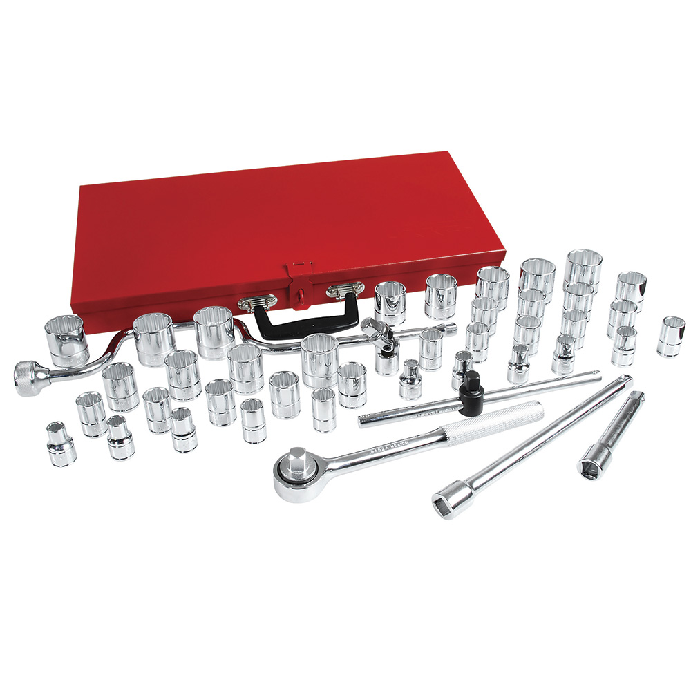 Juego de dados y accesorios cuadro de 1/2" combinado, 44 piezas, Urrea