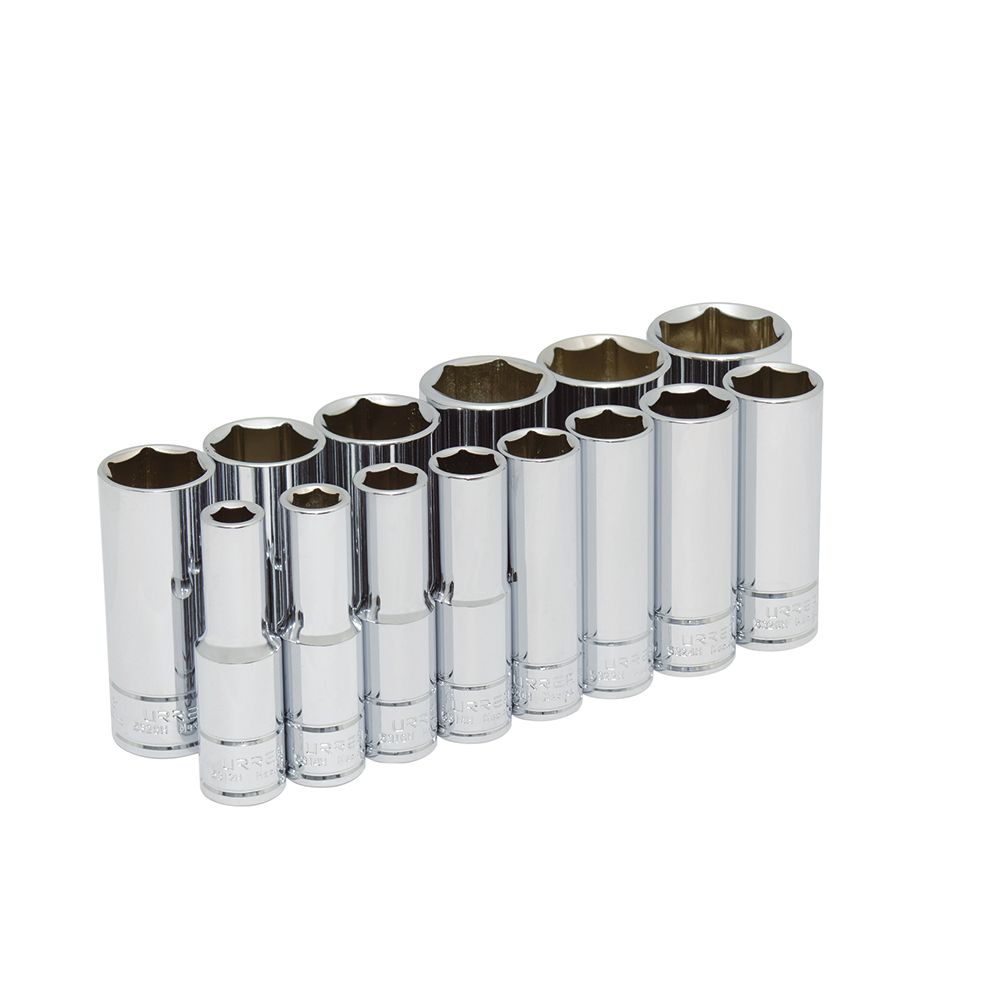 Juego de 14 dados largos en pulgadas cuadro de 1/2", 6 puntas, Urrea