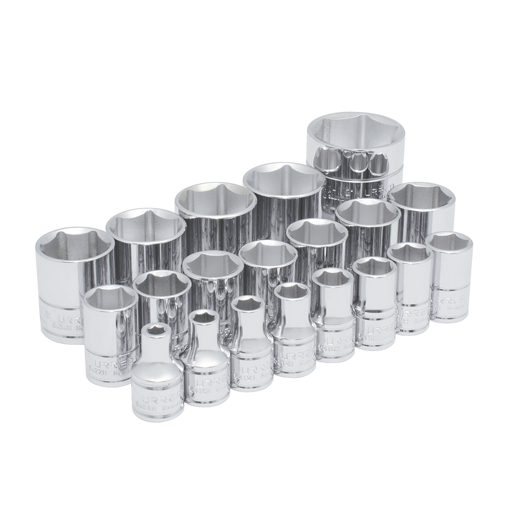 Juego de 20 dados en pulgadas cuadro de 1/2", 6 puntas, Urrea