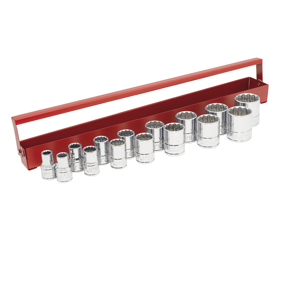 Juego de 15 dados en pulgadas cuadro de 1/2", 12 puntas, Urrea