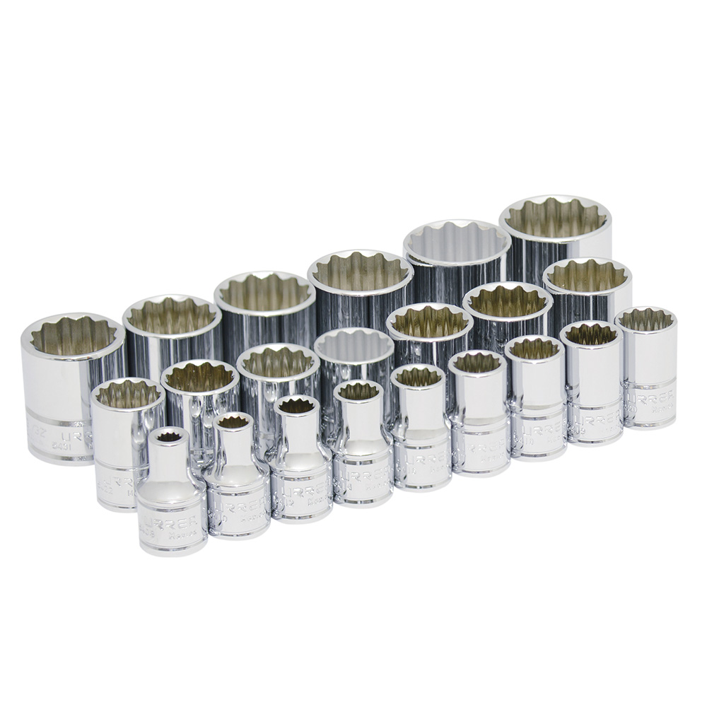 Juego de 22 dados en pulgadas cuadro de 1/2", 12 puntas, Urrea