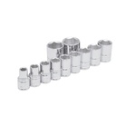 Juego de 11 dados en pulgadas cuadro de 1/2", 6 puntas, en riel, Urrea