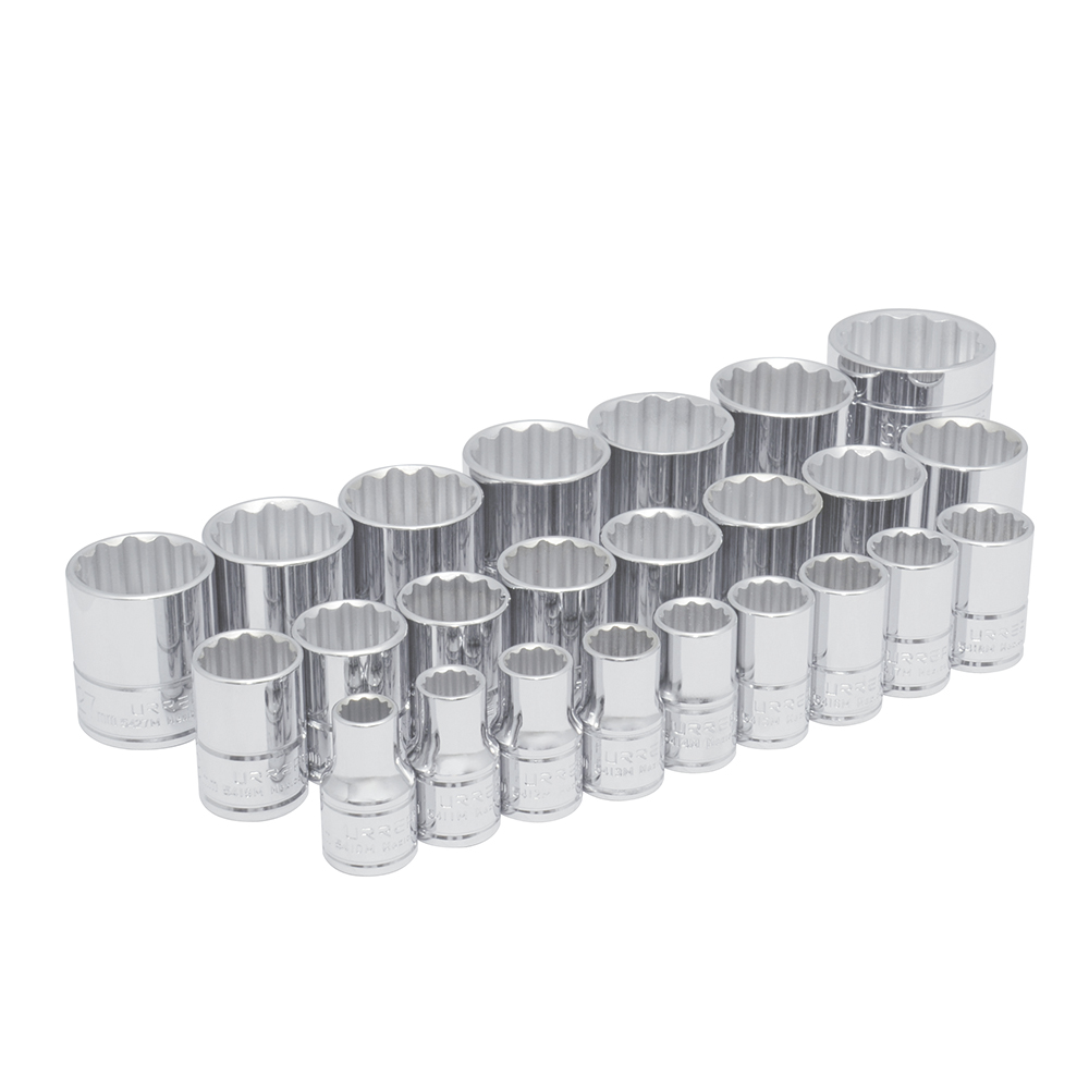 Juego de 24 dados métricos cuadro de 1/2", 12 puntas, Urrea