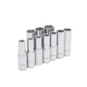 Juego de 10 dados largos métricos cuadro de 1/2", 6 puntas, en riel, Urrea