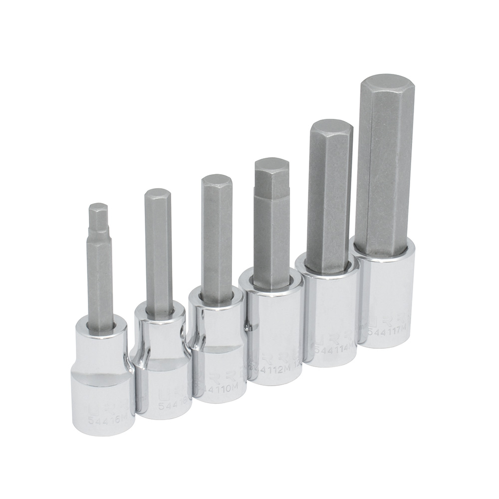 Juego de 6 dados con punta hexagonal métricos cuadro de 1/2", 6 puntas, Urrea