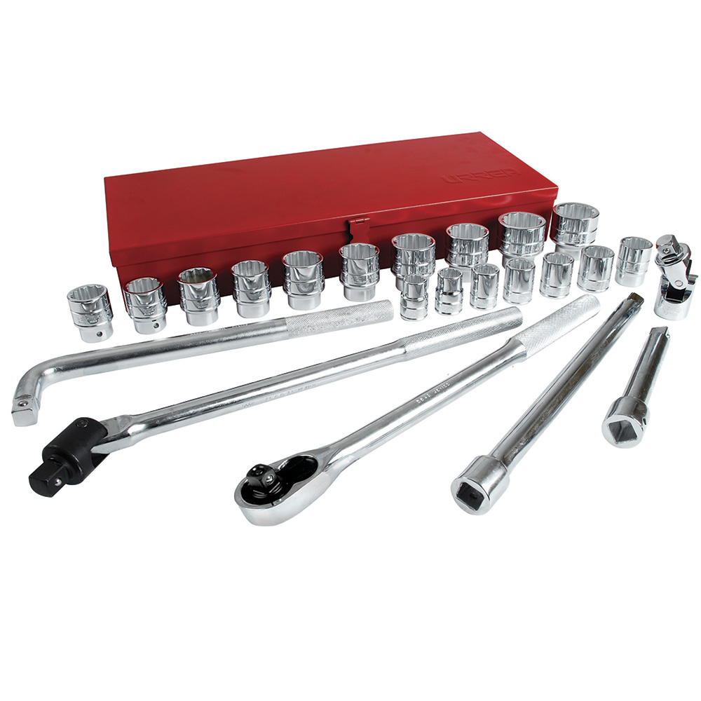 Juego de dados y accesorios cuadro de 3/4" en pulgadas, 24 piezas, Urrea