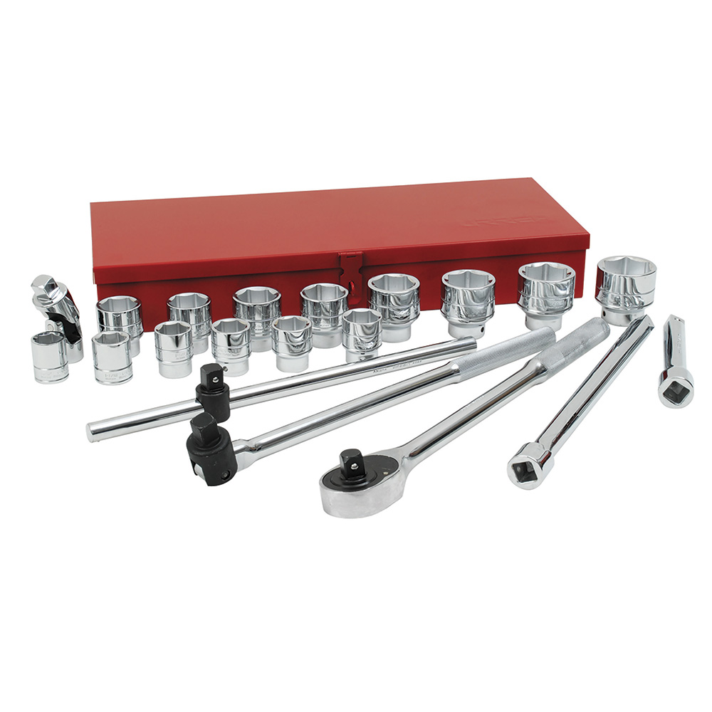 Juego de dados y accesorios cuadro de 3/4" en pulgadas, 21 piezas, Urrea