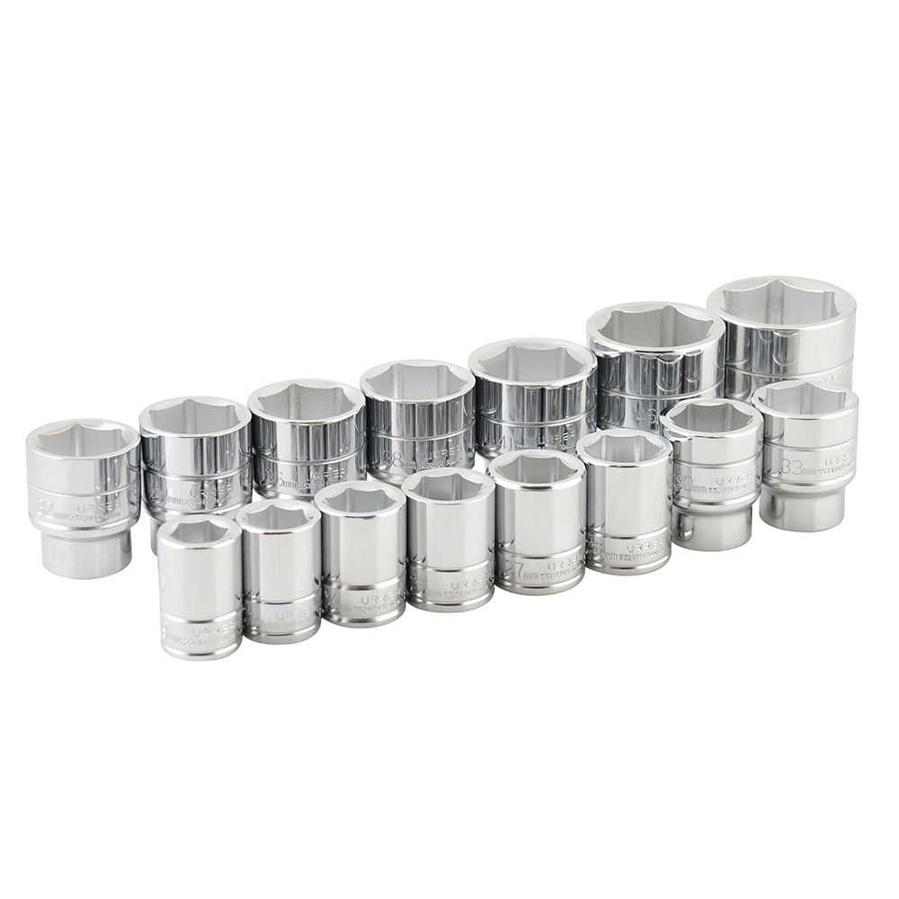 Juego de 15 dados métricos cuadro de 3/4", 6 puntas, Urrea