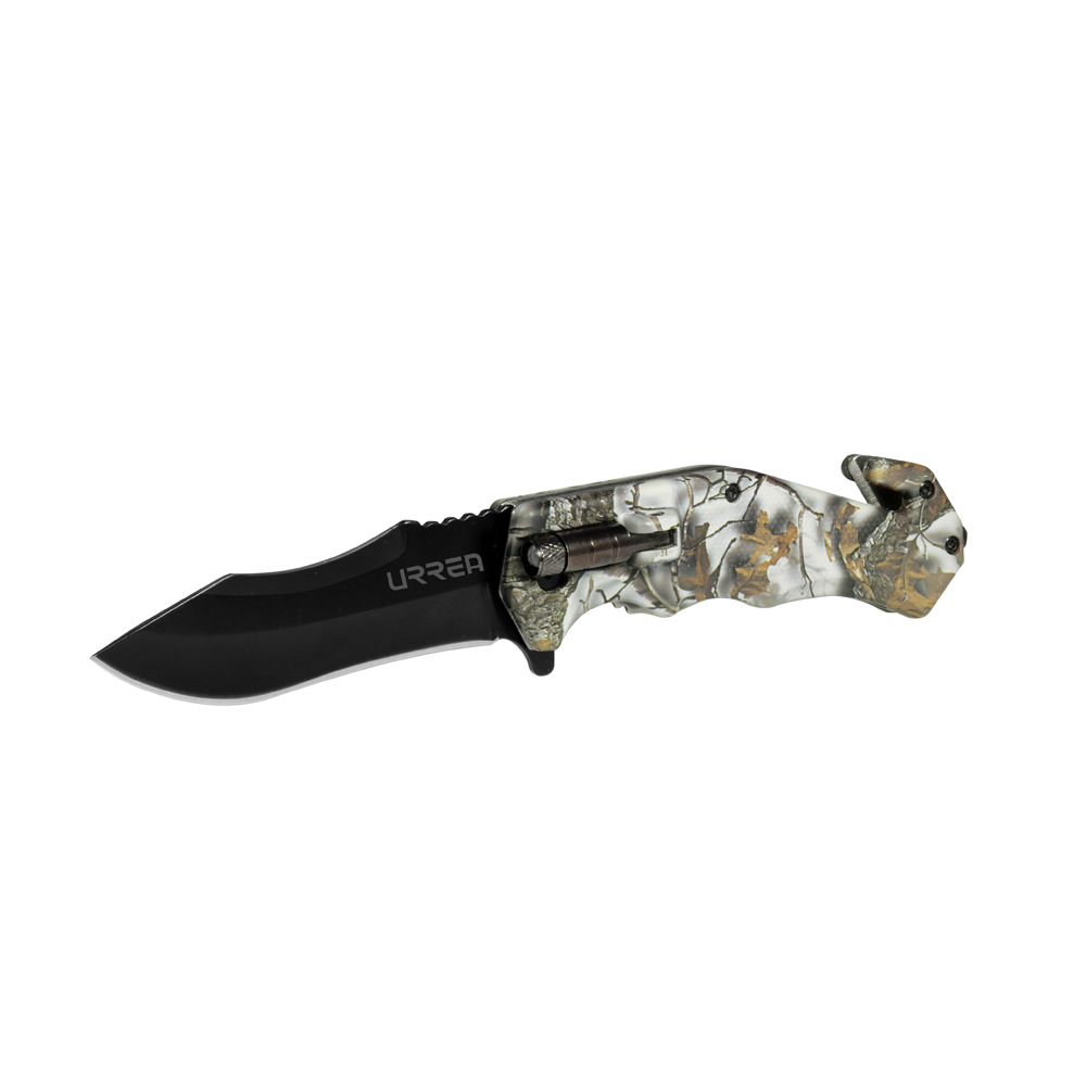 Navaja abatible de acero inoxidable para campamento con luz, Urrea