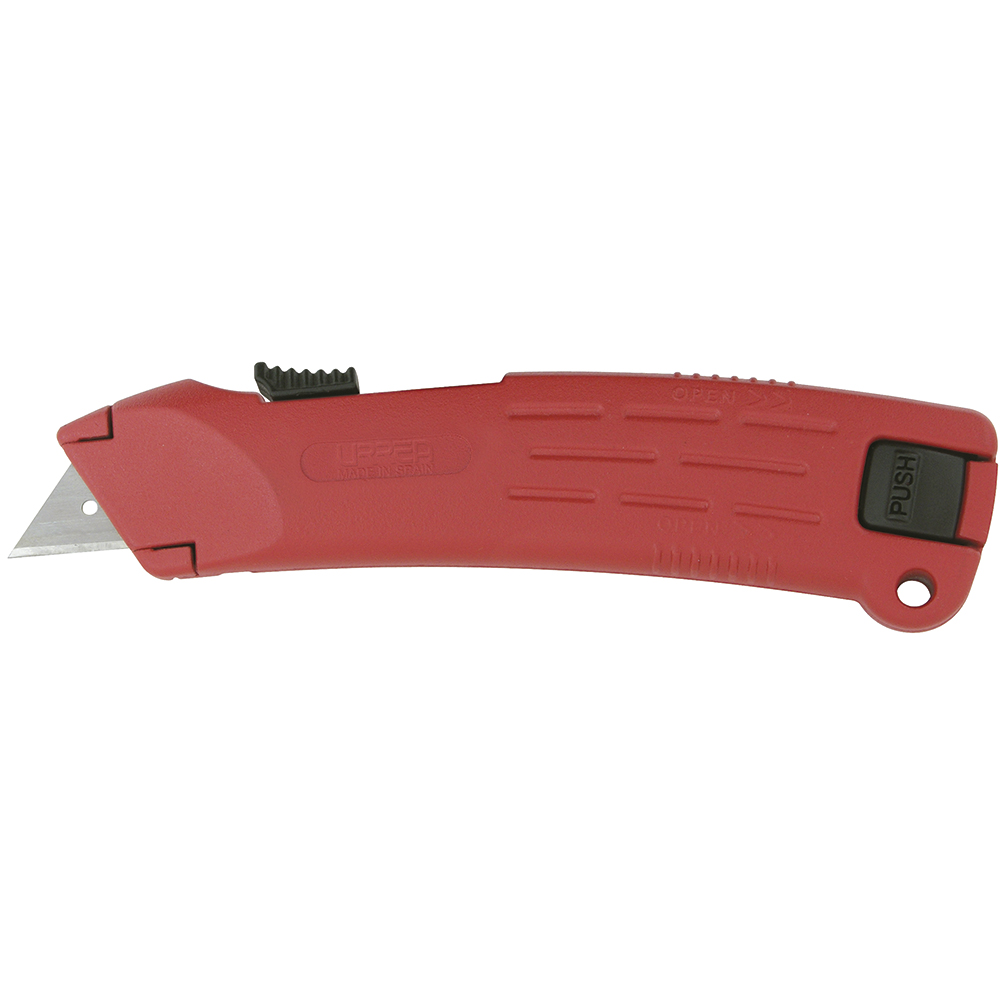 Navaja utilitaria retráctil automática de seguridad de 6-3/4" , cuerpo de zamac, Urrea