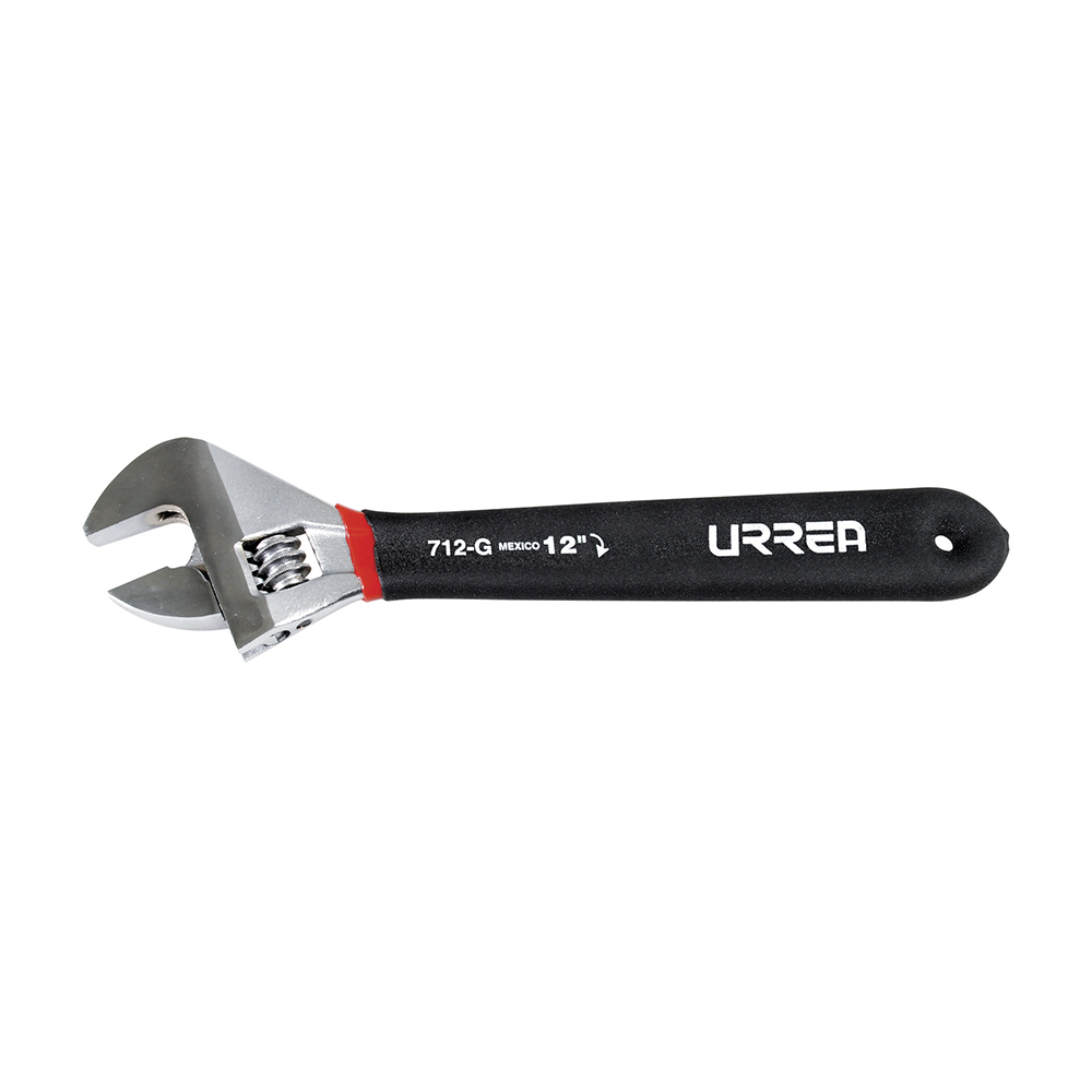 Llave ajustable cromada con mango Rubber grip 12", Urrea