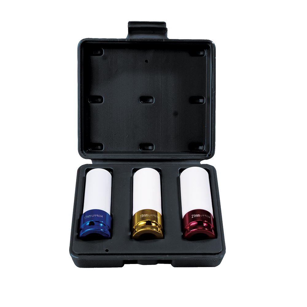 Juego de 3 dados de impacto métricos cuadro de 1/2" con protección Nylamid, Urrea