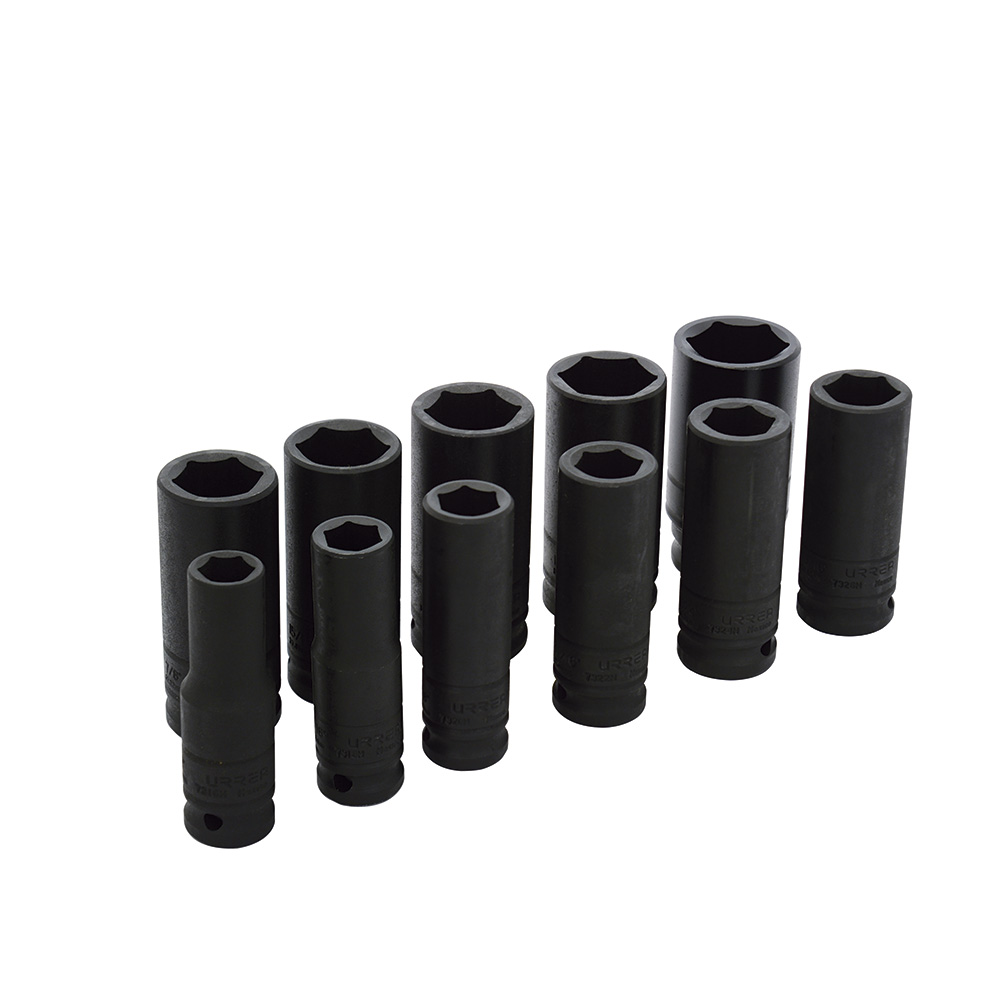 Juego de 11 dados largos de impacto en pulgadas cuadro de 1/2", 6 puntas, Urrea