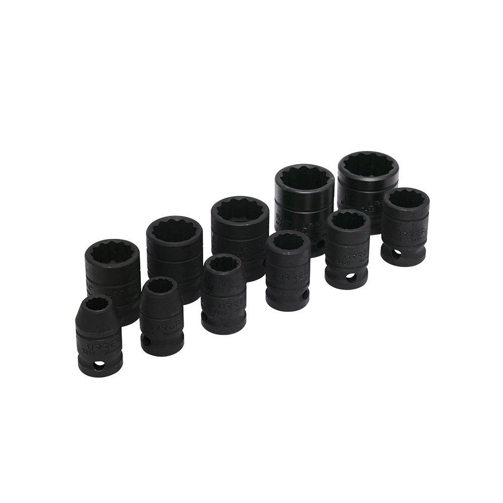 Juego de 11 dados de impacto en pulgadas cuadro de 1/2", 12 puntas, Urrea