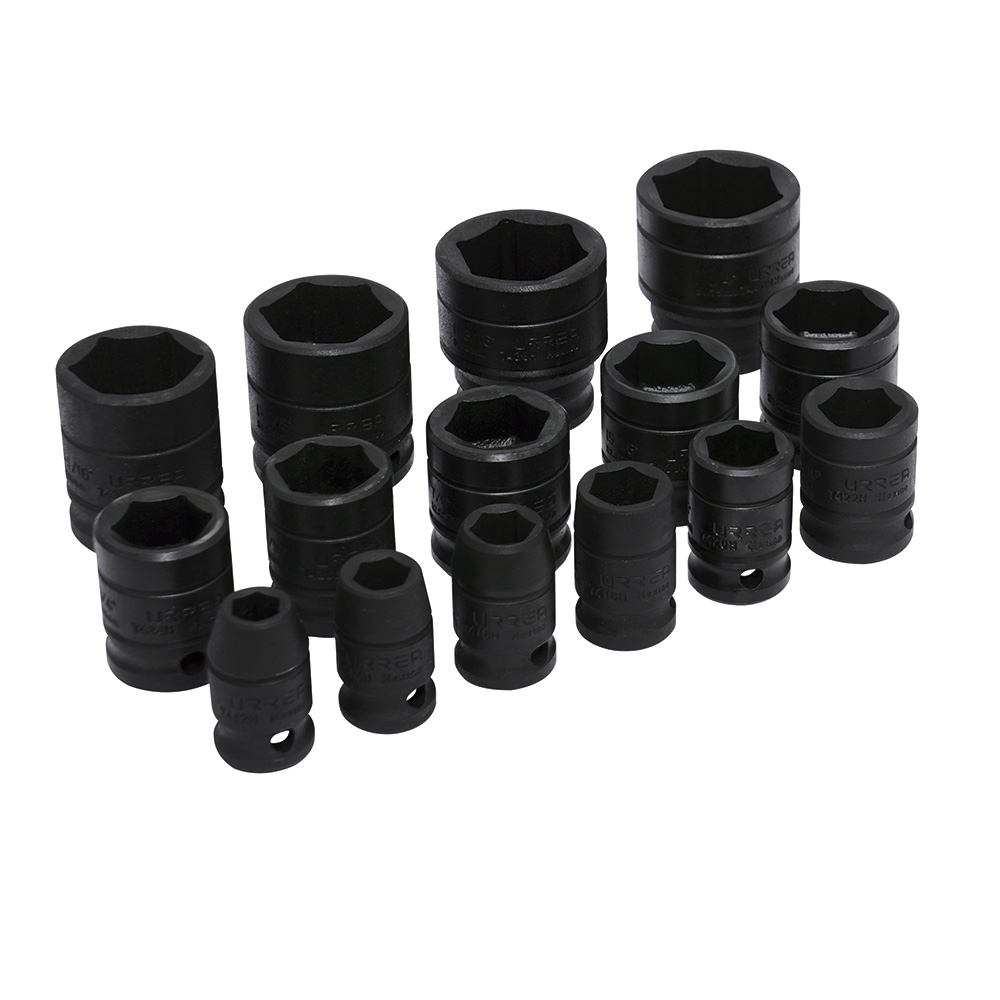 Juego de 15 dados de impacto en pulgadas cuadro de 1/2", 6 puntas, Urrea
