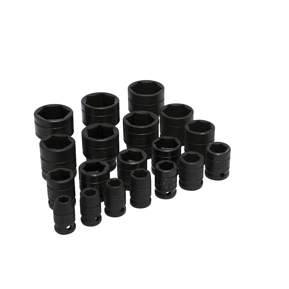 Juego de 19 dados de impacto en pulgadas cuadro de 1/2", 6 puntas, Urrea