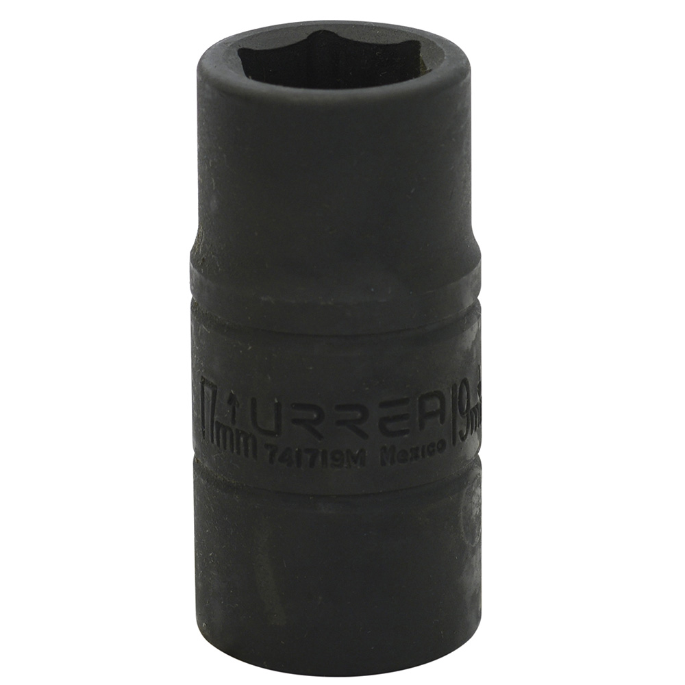 Dado de impacto corto doble boca métrico cuadro de 1/2", 17 x 19 mm, Urrea