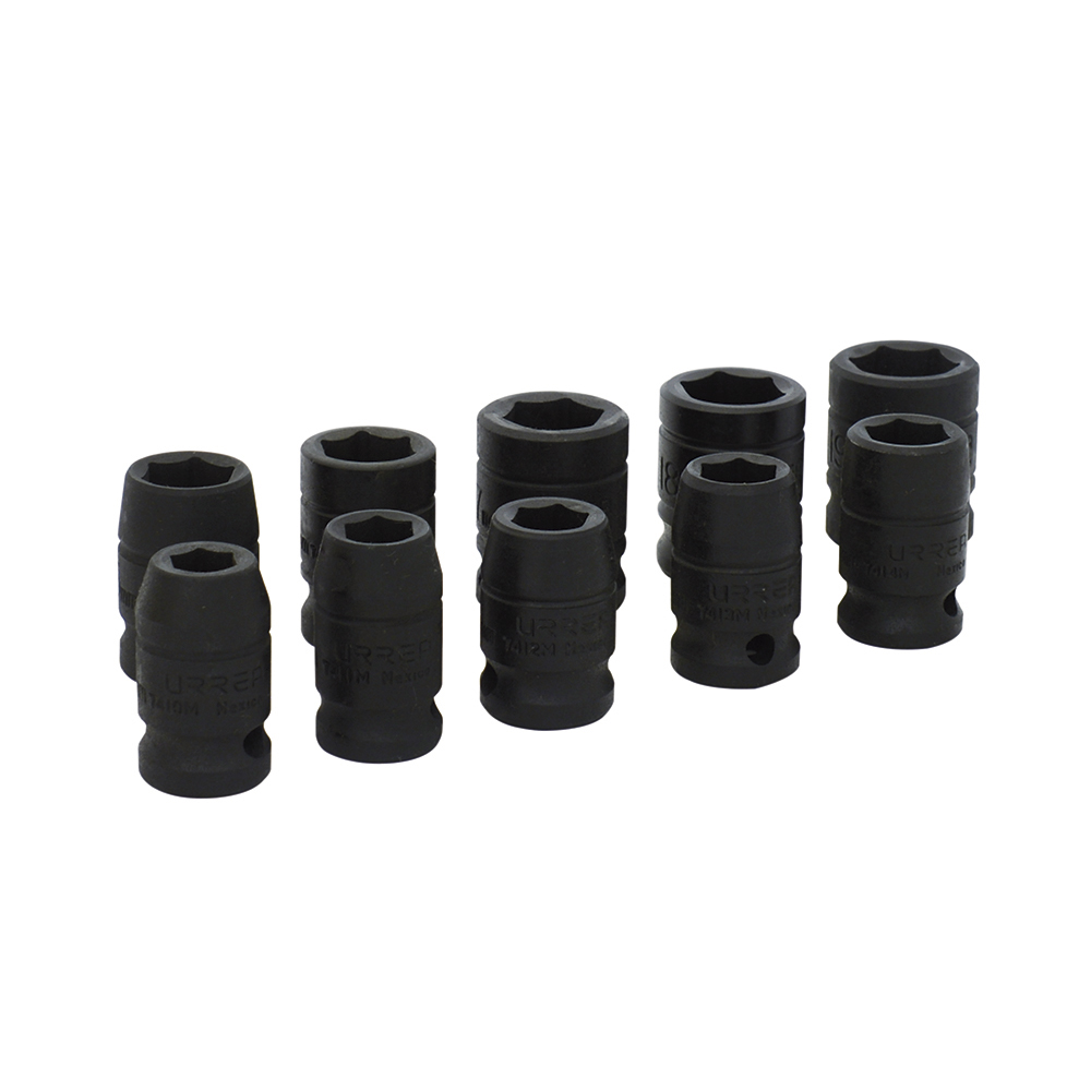 Juego de 10 dados de impacto métricos cuadro de 1/2", 6 puntas, Urrea