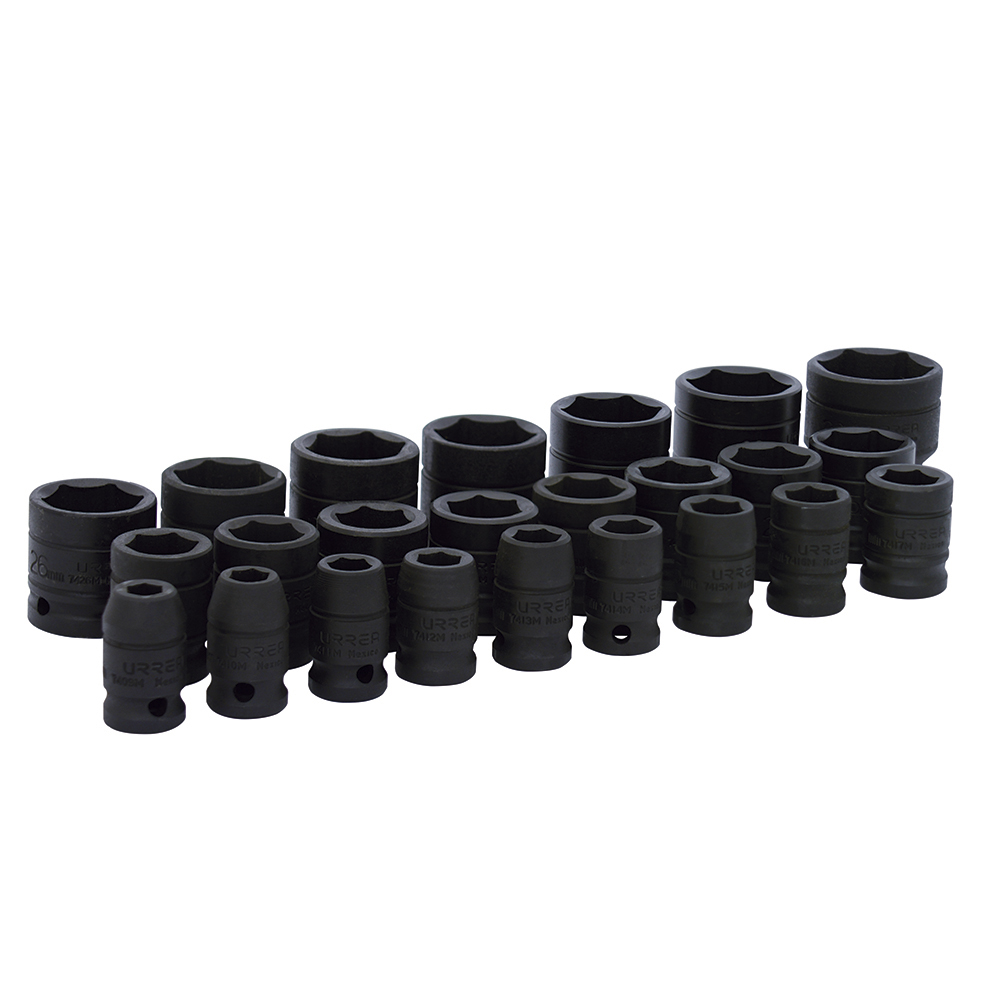 Juego de 24 dados de impacto métricos cuadro de 1/2", 6 puntas, Urrea