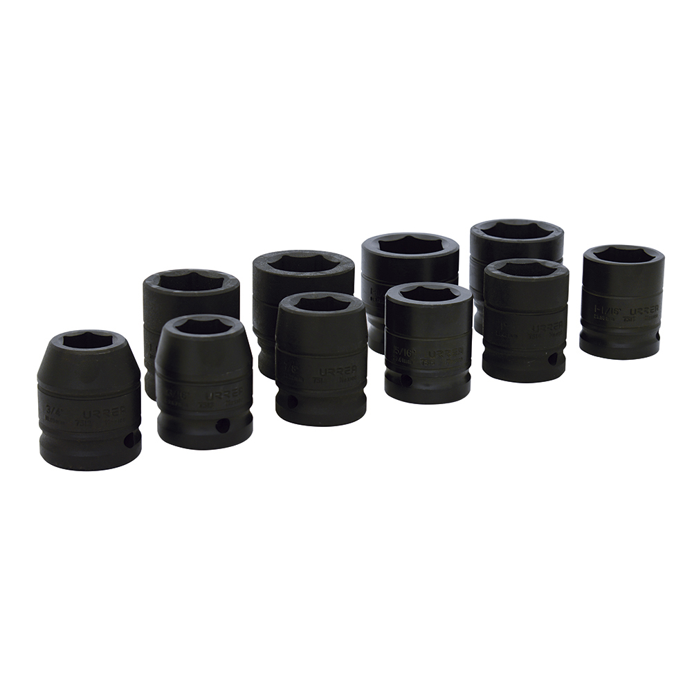 Juego de 10 dados de impacto en pulgadas cuadro de 3/4", 6 puntas, Urrea