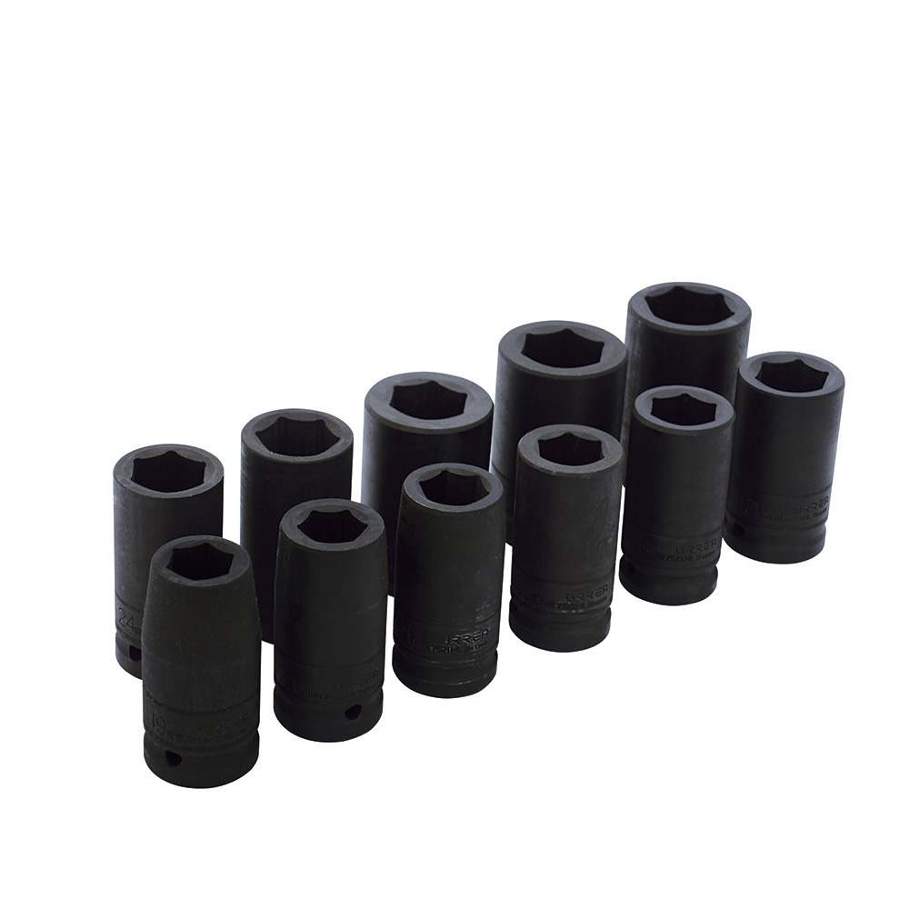 Juego de 11 dados largos de impacto métricos cuadro de 3/4", 6 puntas, Urrea