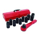 Juego de dados largos y accesorios de impacto en pulgadas cuadro de 3/4", 12 piezas, Urrea