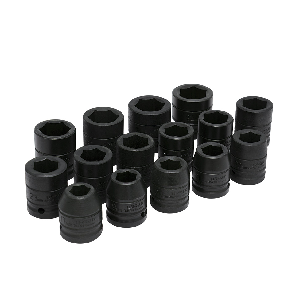 Juego de 15 dados de impacto métricos cuadro de 3/4", 6 puntas, Urrea