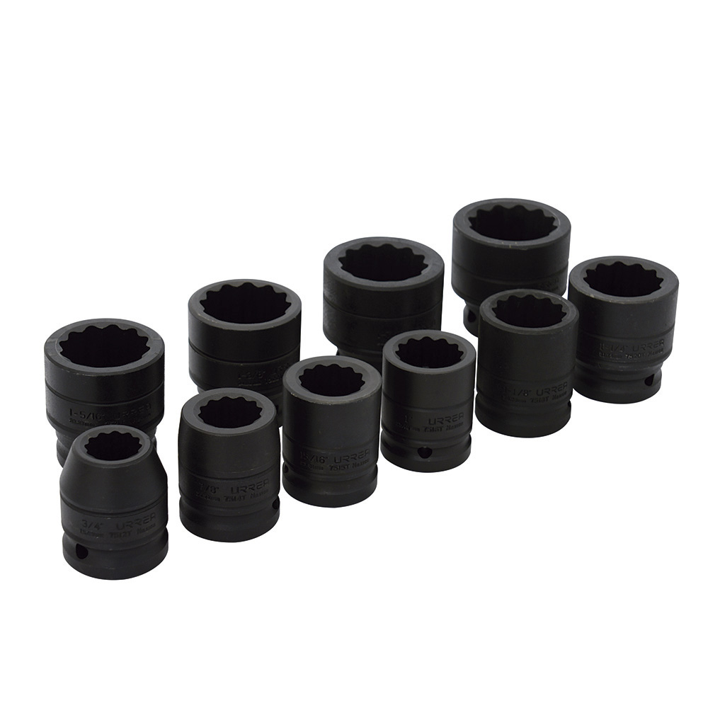 Juego de 10 dados de impacto en pulgadas cuadro de 3/4", 12 puntas, Urrea