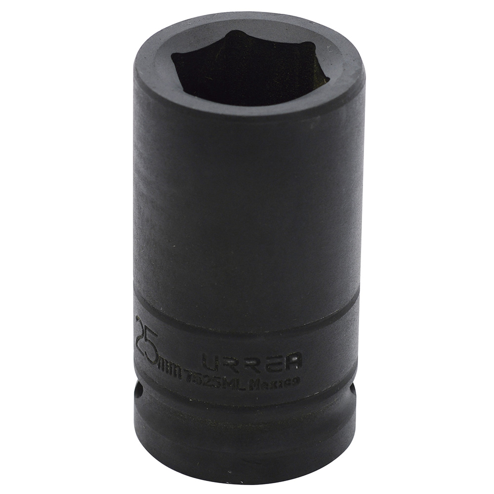 Dado de impacto largo métrico cuadro de 3/4", 6 puntas, 25 mm, Urrea