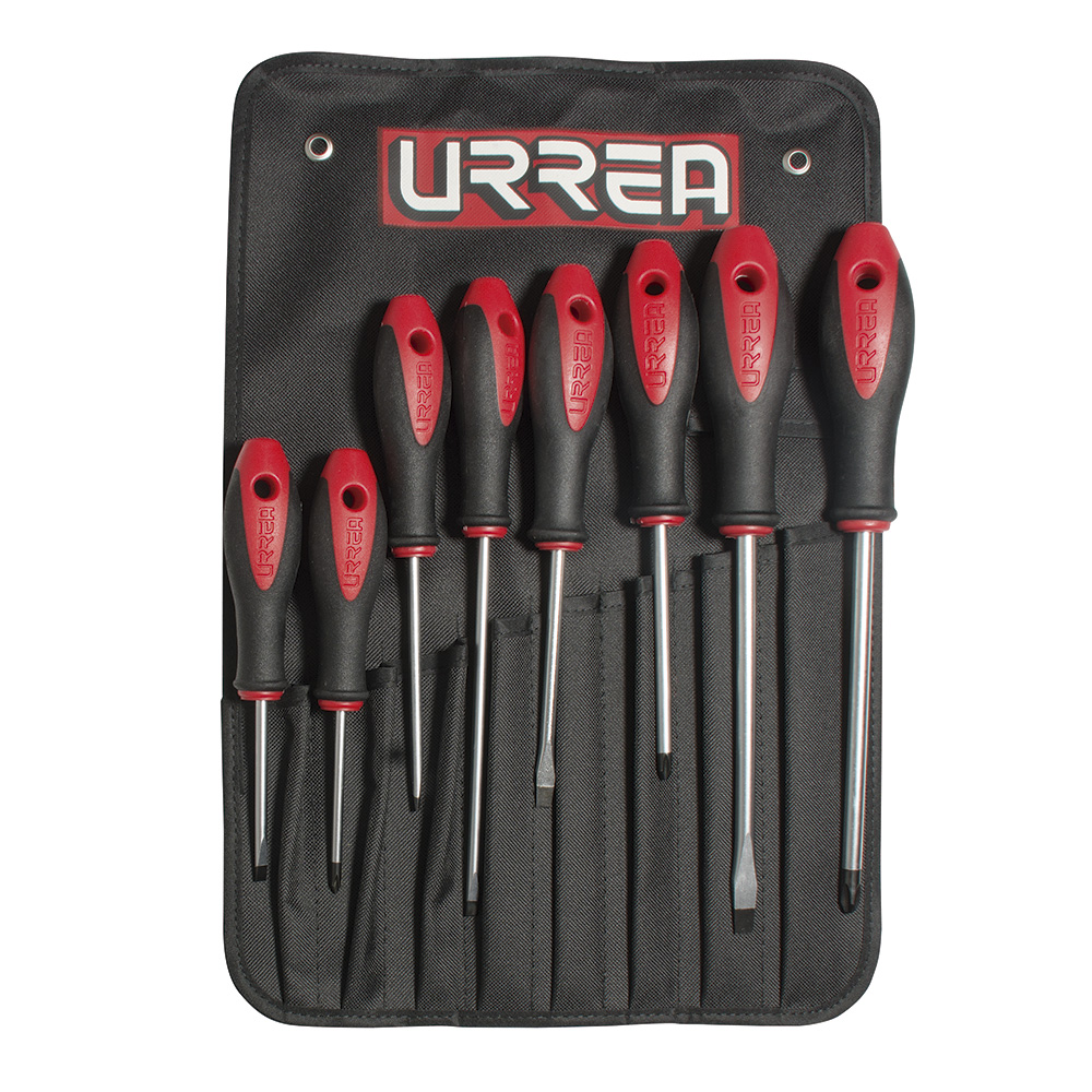 Juego de destornilladores con mango bimaterial combinados, 8 piezas, Urrea