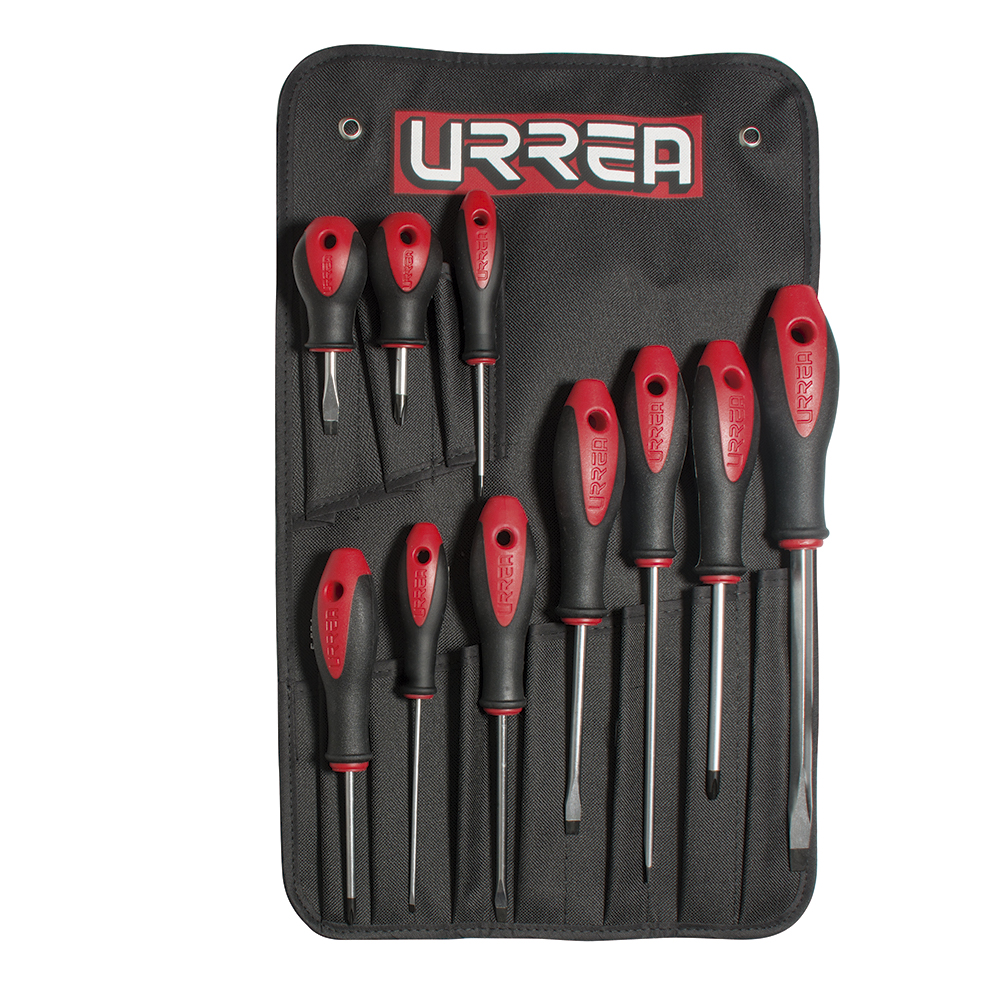 Juego de destornilladores con mango bimaterial combinados, 10 piezas, Urrea