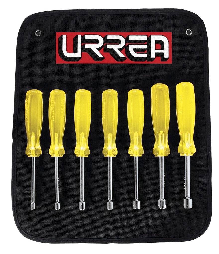 Juego de destornilladores con mango ámbar, de caja métricos, 7 piezas, Urrea