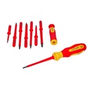 Juego de destornilladores con mango bimaterial y puntas intercambiables 1000 V, 10 piezas, Urrea