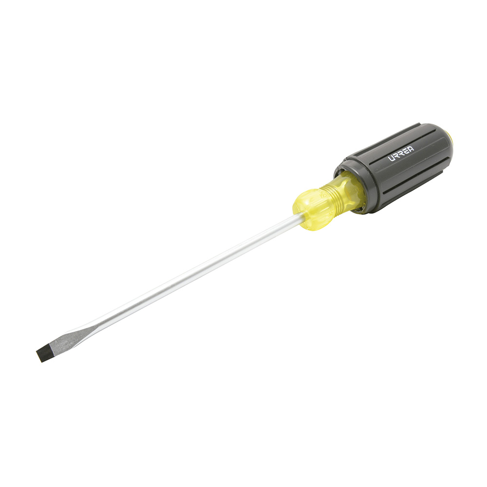 Destornillador con mango cushion grip, punta plana barra redonda 3/8" x 12", Urrea