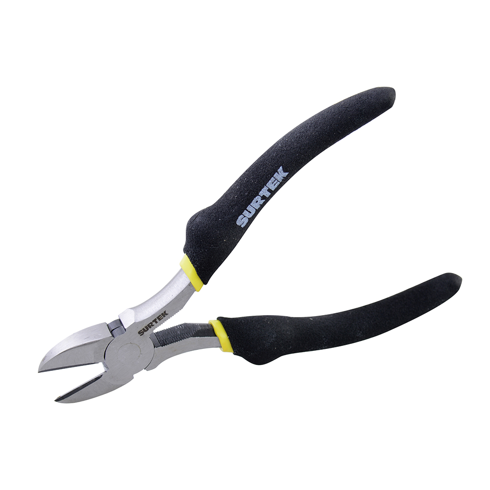 Pinza con mango rubber grip para electricista de 5", corte diagonal, Surtek