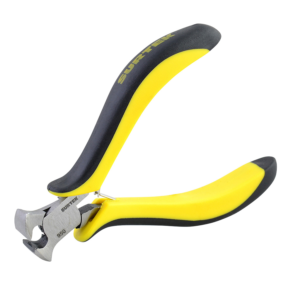 Mini pinza con mango bimaterial para electrónica de 4-1/16", corte transversal, Surtek