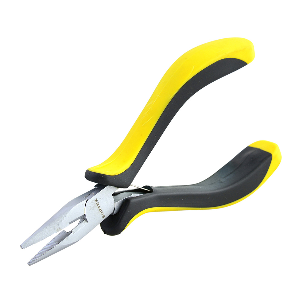 Mini pinza con mango bimaterial para electrónica de 4-3/4", corte lateral, Surtek