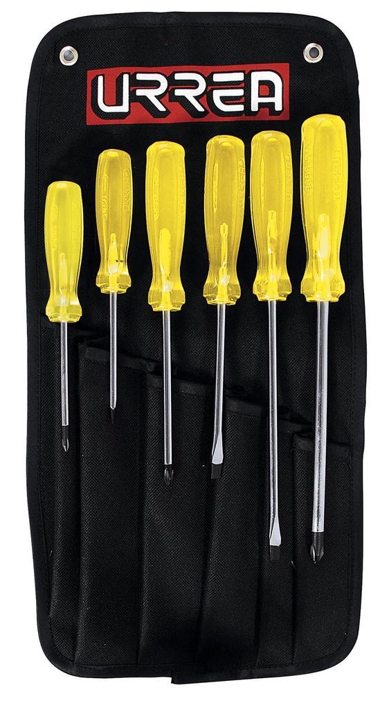 Juego de destornilladores con mango ámbar combinados, 6 piezas, Urrea