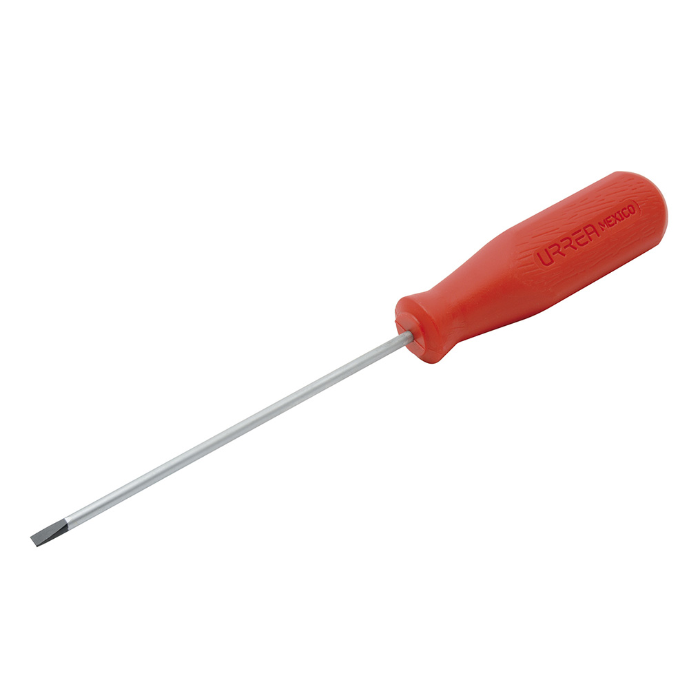 Destornillador con mango rojo, punta cabinet barra redonda 1/8" x 2-1/2", Urrea