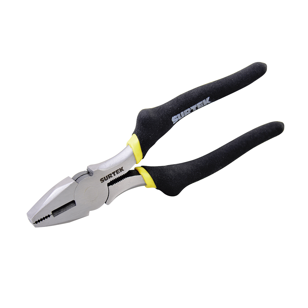 Pinza con mango rubber grip para electricista de 7", corte lateral, Surtek