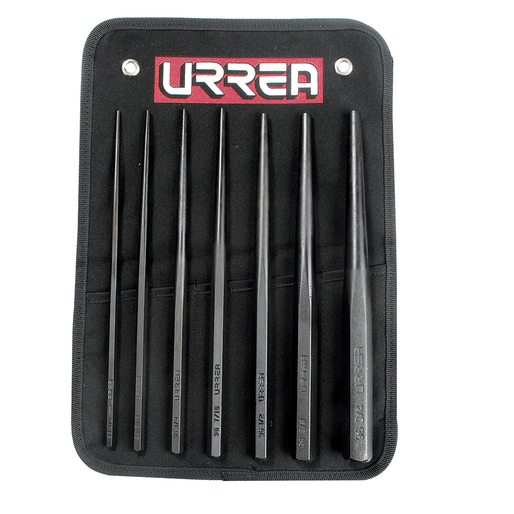 Juego de 7 punzones guía botador largos, Urrea