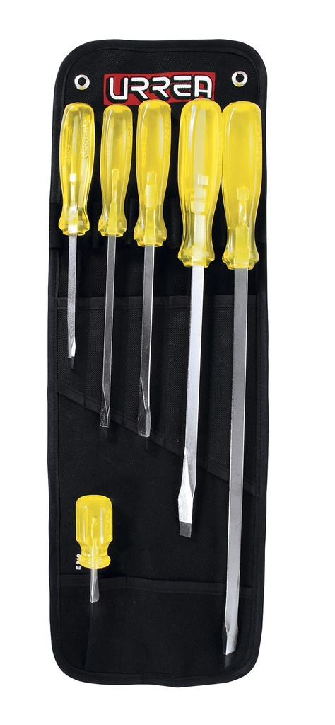 Juego de destornilladores con mango ámbar combinados, 6 piezas, Urrea